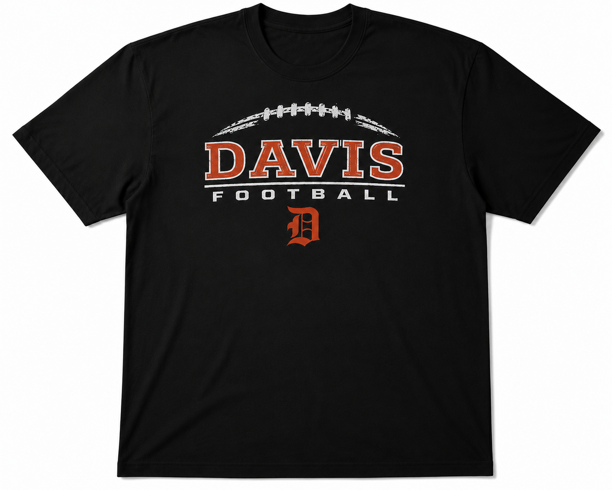 Davis Football Black Cotton T-Shirt (non Nike)
